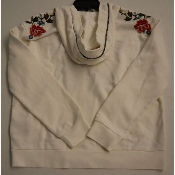 Driftwood Women Sz L White Brielle Embroidered Full Zip Classic Fit Teddy Hoodie - Picture 7 of 9